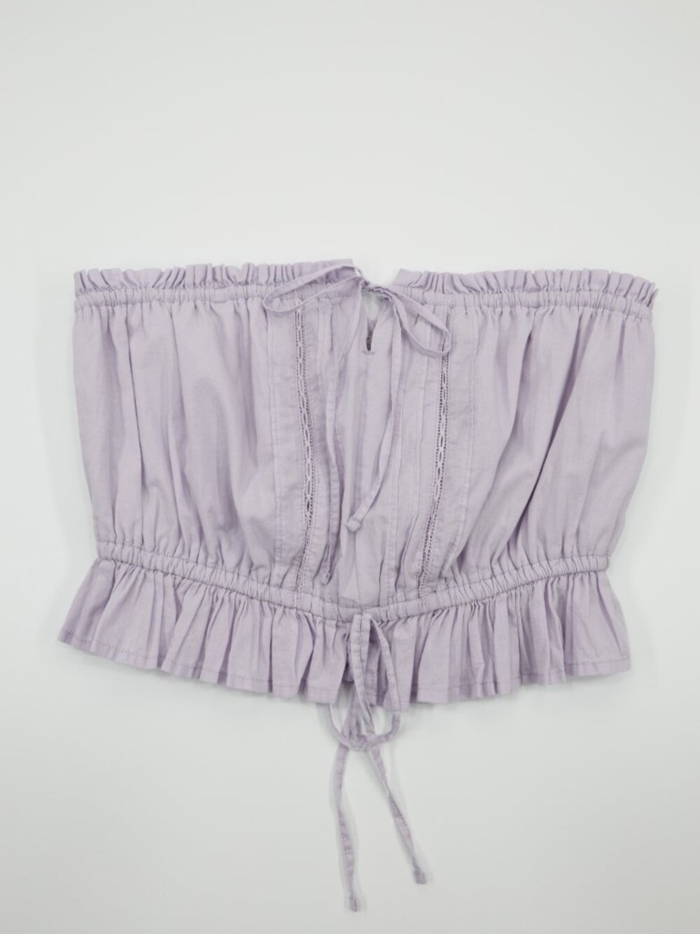 Hollister Women's Ruffle Easy Crop Strapless Lace Inset Tube Top Purple Size M‎
